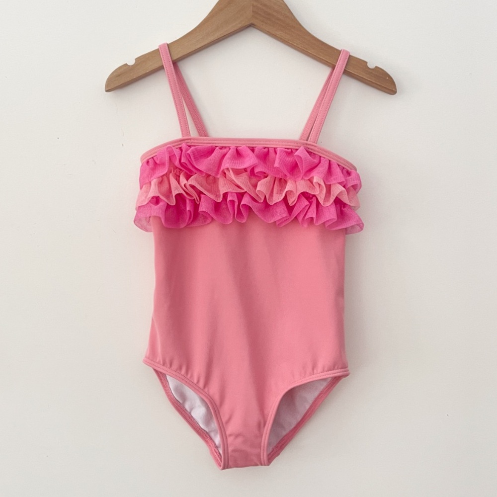 MINI BODEN NWOT Pink Ruffle One Piece Swimsuit